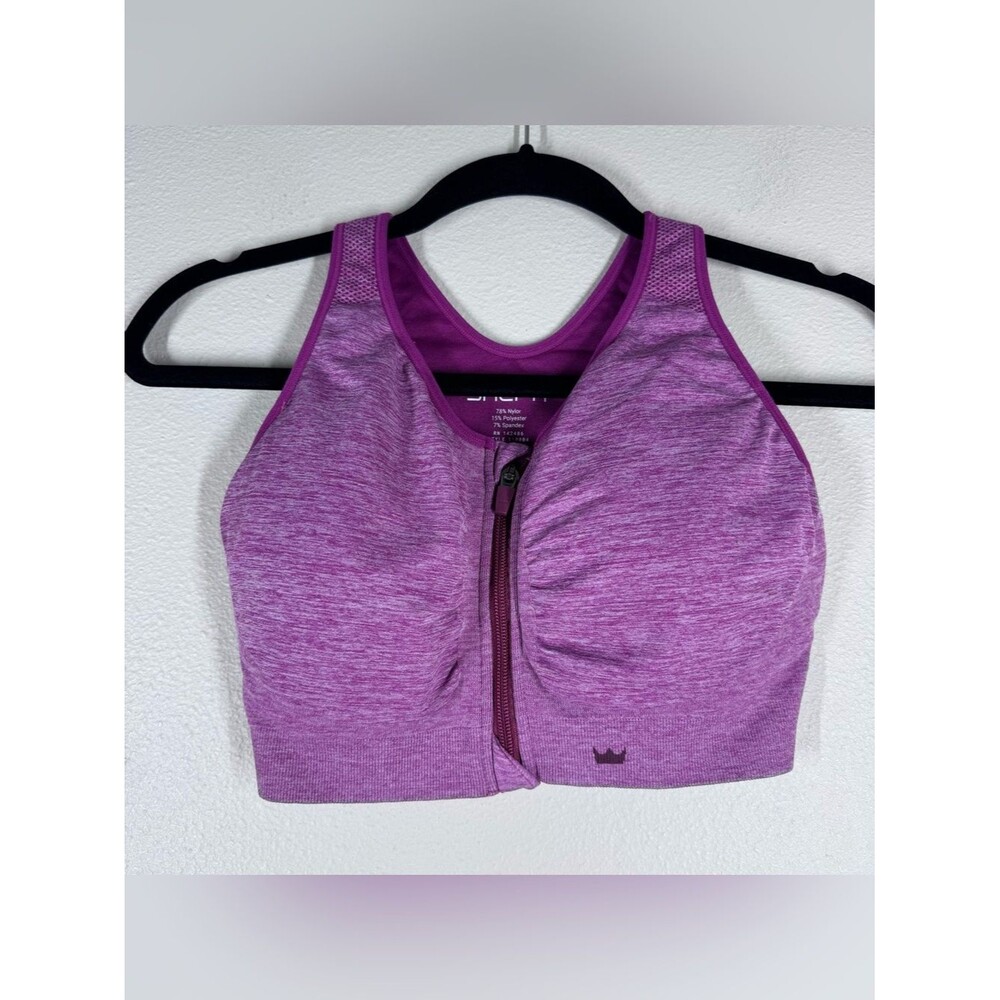 SHEFIT Perfect Lounge Bra Front Zip Sports Bra Fuchsia Heather Athleisure 3LUXE